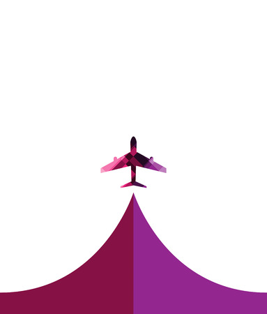 white silhouette of airplane, isolated modern design style vector illustration concept.のイラスト素材