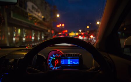 Abstract blur city night traffic background.