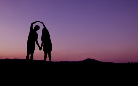 Happiness and romantic scene of love couples partners during the evening