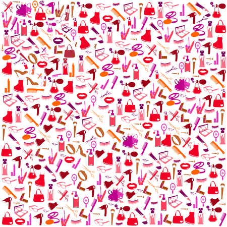 Cosmetic, make up and beauty icons and background.のイラスト素材