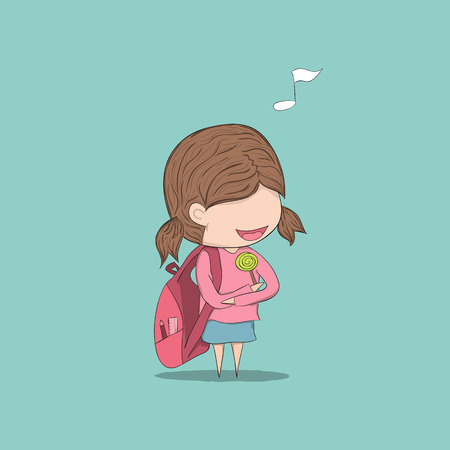 Cute cartoon doodle happy jumping kids.のイラスト素材