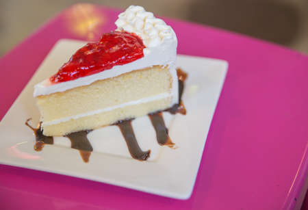 Red velvet cake on table