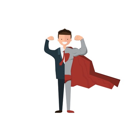 Vector illustration of a happy face businessman. super business isolatedのイラスト素材