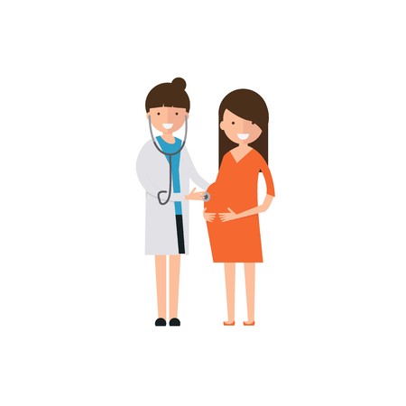 Doctors and pregnant check vectorのイラスト素材