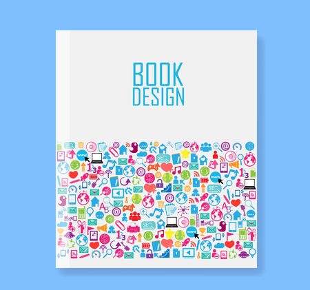 Cover report social network background with media icons, vector illustrationのイラスト素材