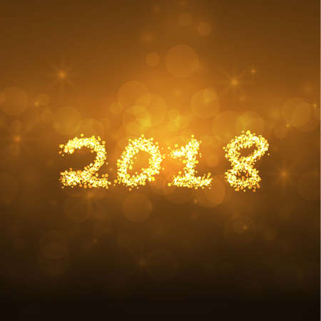 Happy new year 2018 gold color background. vector illustrationのイラスト素材