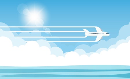 aircraft in the sky and sun, vector illustrationのイラスト素材
