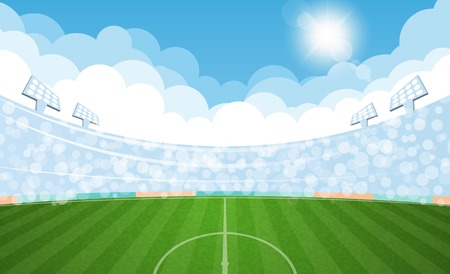 Football arena field with lights sun daytime vector design. Vector illustrationのイラスト素材