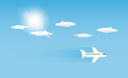 aircraft in the sky and sun, vector illustrationのイラスト素材