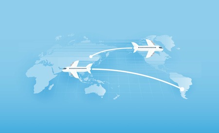 Around the world travelling by plane, vector illustrationのイラスト素材