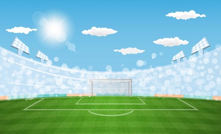 Football arena field with lights sun daytime vector design. Vector illustrationのイラスト素材