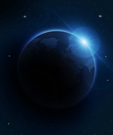 Planet earth with sunrise vector illustrationのイラスト素材