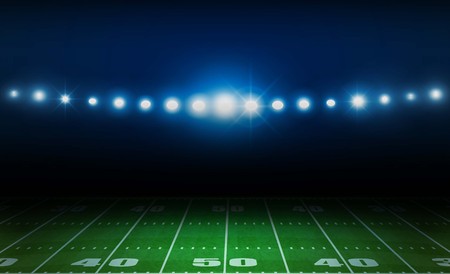 American football arena field with bright stadium lights design.のイラスト素材