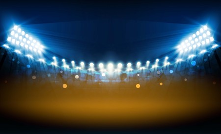 Bright stadium lights vector design. Vector illuminationのイラスト素材