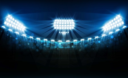 Bright stadium lights vector design. Vector illuminationのイラスト素材