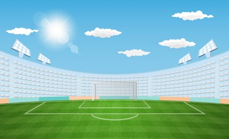 Football arena field with lights sun daytime vector design. Vector illustrationのイラスト素材