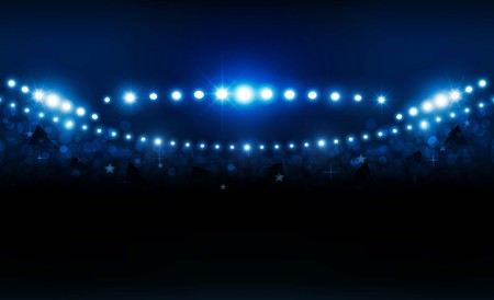 Football arena field with bright stadium lights vector design. Vector illuminationのイラスト素材
