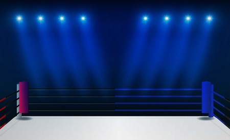 Boxing ring arena and floodlights vector design. Vector illuminationのイラスト素材