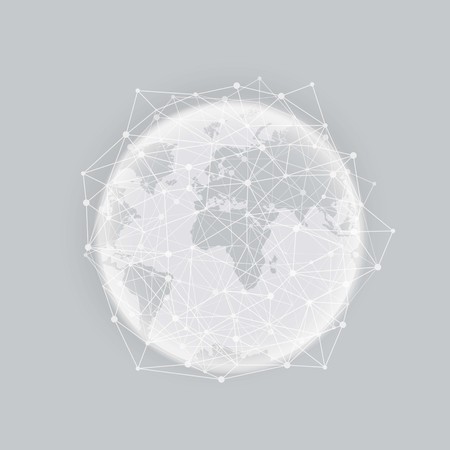Planet earth with white and technology network. vector illustrationのイラスト素材