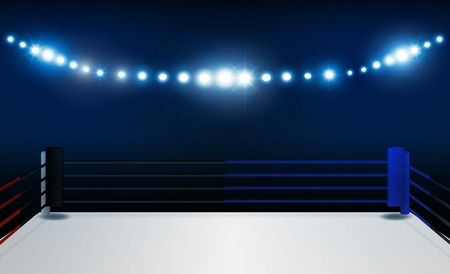 Boxing ring arena and floodlights vector design. Vector illuminationのイラスト素材