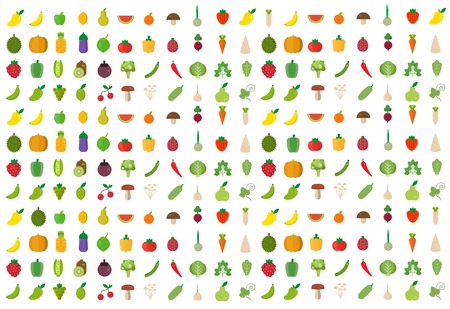 Isolated vegetables fruits background. vector illustrationのイラスト素材