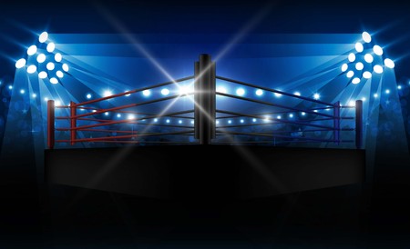 Boxing ring arena and floodlights vector design. Vector illuminationのイラスト素材