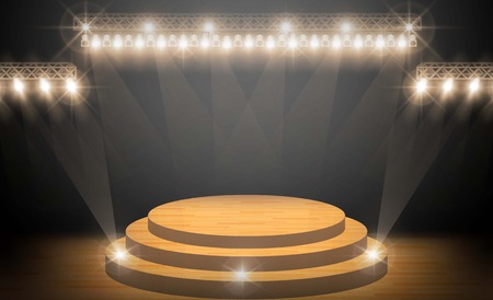 Stage on background and spotlight. Vector illuminationのイラスト素材