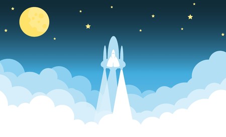 Rocket on sky blue color vector design. illuminationのイラスト素材