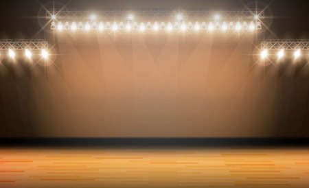Stage on background and spotlight. Vector illuminationのイラスト素材