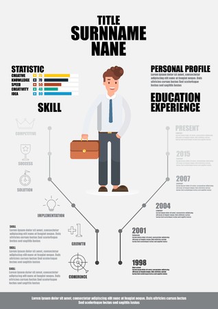 Flat Resume with Infographics. Resume. Vectorのイラスト素材