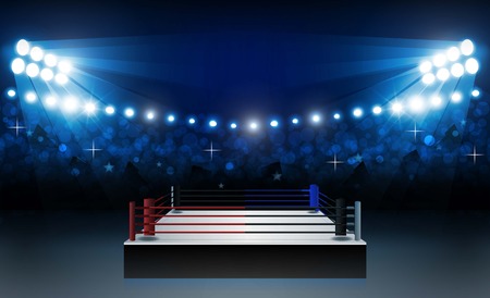 Boxing ring arena and floodlights vector design. Vector illuminationのイラスト素材