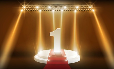 Number one on Stage background and spotlight. Vector illuminationのイラスト素材