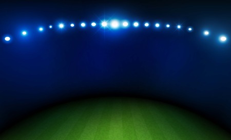 Football arena field with bright stadium lights vector design Vector illuminationのイラスト素材
