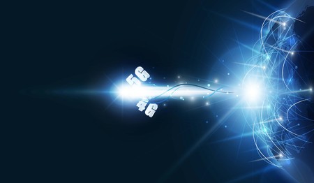 Abstract 5G and 4G Arrow Light out technology background Hitech communication concept innovation...