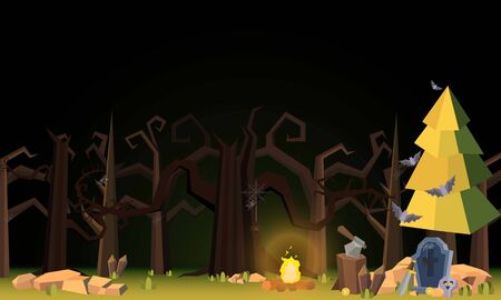 The little witch in the cemetery for halloween party- Mobile Game 2d gameのイラスト素材