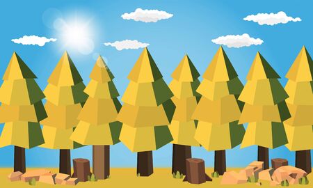Camping area in forest summer camp Pine forest concept Night landscape  nature background vector designのイラスト素材