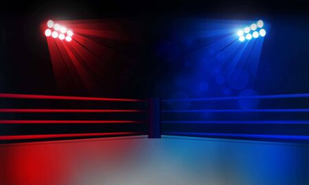 Boxing ring arena and spotlight floodlights vector design. Vector illuminationのイラスト素材