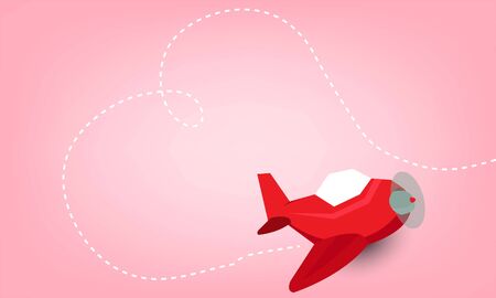 Cute cartoon drives airplane and plane flew into the heartflat design., cute Valentine's Day cardのイラスト素材