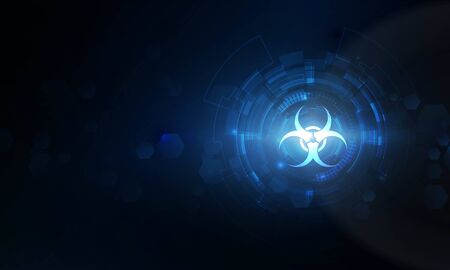 Abstract Light Search Danger Of infection Symbol Sign and covid 19 out technology Hitech communication concept innovation background vector designのイラスト素材