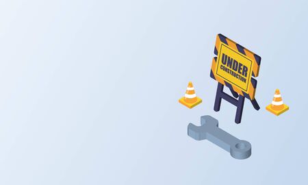 Website under construction page isometric vector designのイラスト素材