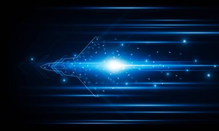 High speed concept. Fighter jet in the form of Arrow Light out technology background Hitech communication concept innovation background, vector designのイラスト素材