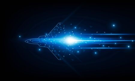 High speed concept. Fighter jet in the form of Arrow Light out technology background Hitech communication concept innovation background, vector designのイラスト素材