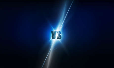 Football arena field with bright stadium lights vs letters for sports and fight competition vector designのイラスト素材