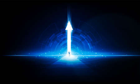 Abstract Key Door open city skyline Light out technology background Hitech communication concept innovation background,  vector designのイラスト素材