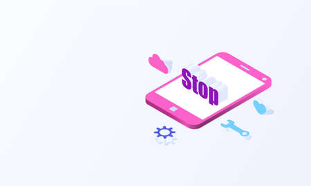 Mobile is a medical tool and Can help and basic treatment Social media monitoring concept in isometric background and Health care Concept. vector design.のイラスト素材