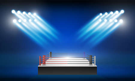 Boxing ring arena and spotlight floodlights vector design.のイラスト素材