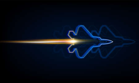 High speed concept. Fighter jet in the form of Arrow Light out technology background Hitech communication concept innovation background, vector designのイラスト素材