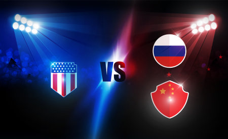 Trade war, China and Russia join hands vs America China tariff business global exchange international. USA versus China. Battle and match game concept competitive.のイラスト素材