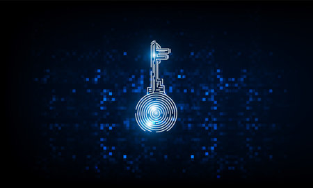 Abstract pixel Key Door open Light out technology and Question mark background Hitech communication concept innovation background,  vector designのイラスト素材
