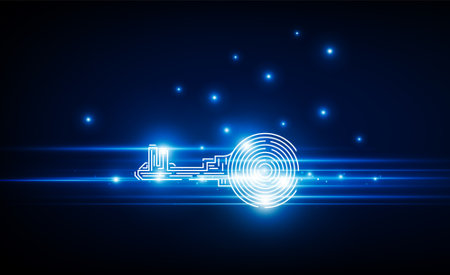 Abstract Key Door open Light out technology and Question mark background Hitech communication concept innovation background,  vector designのイラスト素材
